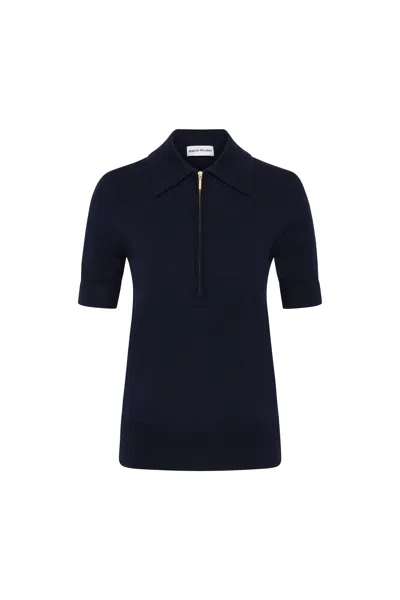 Rebecca Vallance Indy Polo Knit Top In Blue