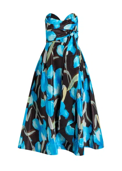 REBECCA VALLANCE REBECCA VALLANCE INGRID FLORAL-PRINT MOIRÉ MIDI DRESS