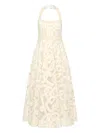 Rebecca Vallance Irena Halter-neck Embroidered-pattern Midi Dress In Neutral