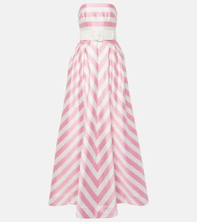 Rebecca Vallance Jocelyn Striped Satin Gown In Pink