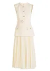 Rebecca Vallance Jonie Layered Tweed And Chiffon Midi Dress In White