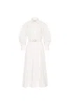 Rebecca Vallance Lace-embellished Belted Midi Dress In White