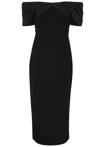 Rebecca Vallance Juliana Off-the-shoulder Midi Dress In Black
