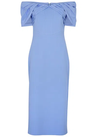 Rebecca Vallance Juliana Off-the-shoulder Midi Dress In Light Blue