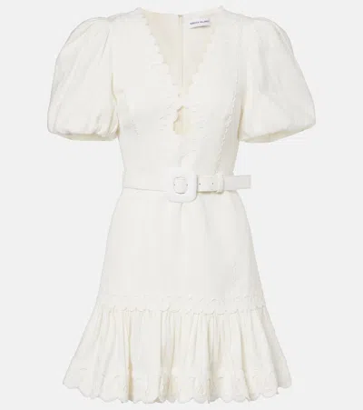 Rebecca Vallance Kahlia Embroidered Linen-blend Minidress In White