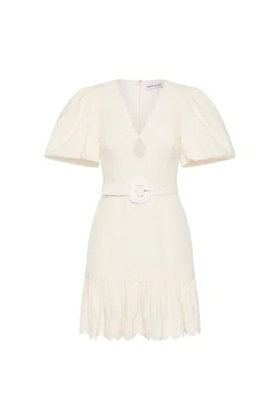 Rebecca Vallance Kahlia Appliquéd Linen-blend Mini Dress In White