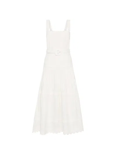 Rebecca Vallance Kahlia Ivory Linen Blend Midi Dress In White