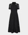 Rebecca Vallance Kitsu Mock-neck Floral Lace Midi Dress In Black
