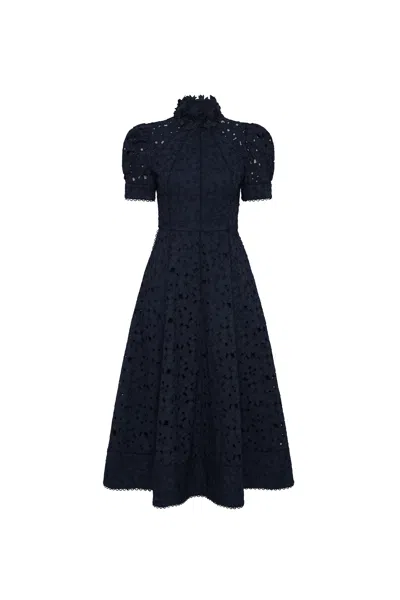 Rebecca Vallance Kitsu Short Sleeve Midi Dress In Black