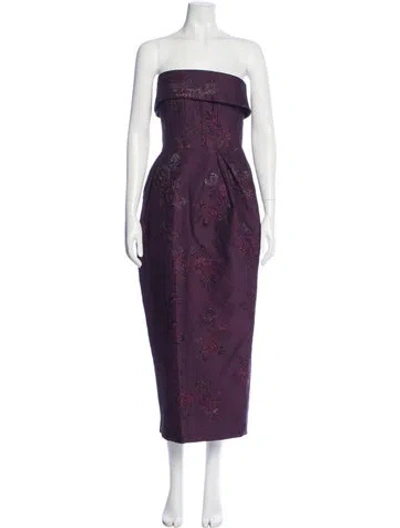 Pre-owned Rebecca Vallance Lace Pattern Midi Length Dress W/ Tags In Purple