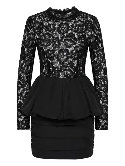 Rebecca Vallance Dixie Peplum Lace And Taffeta Minidress In Black