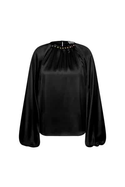 Rebecca Vallance Studded Lavinia Blouse In Black