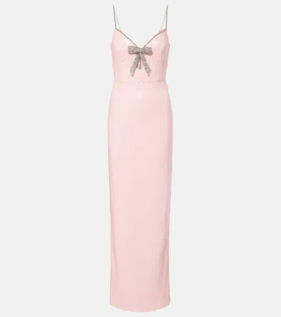 Rebecca Vallance Lena Bow-detail Sequined Gown In Pink