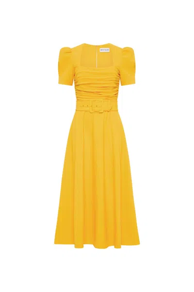 Rebecca Vallance Leona Short Sleeve Midi Dress In Yellow