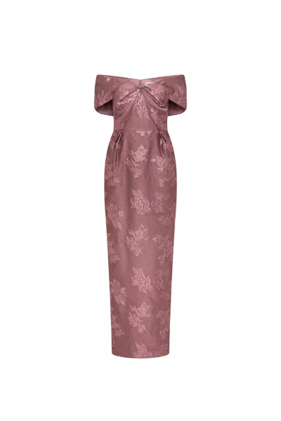 Rebecca Vallance Levinia Off-shoulder Floral-pattern Maxi Dress In Brown