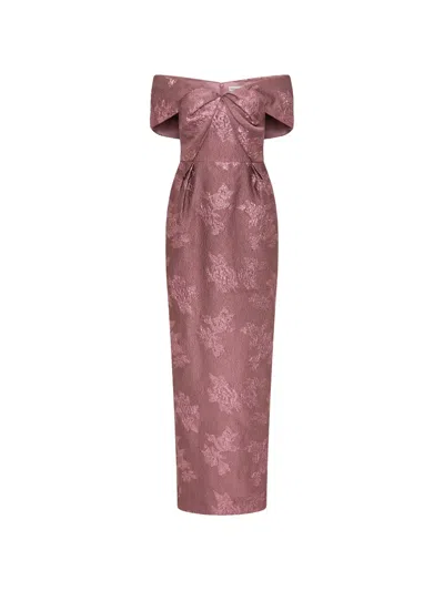 Rebecca Vallance Levinia Off-shoulder Floral-pattern Maxi Dress In Brown