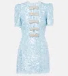 Rebecca Vallance Leyla Bow-detail Sequined Minidress In Blue