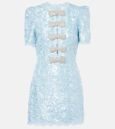 Rebecca Vallance Leyla Bow-detail Sequined Minidress In Blue