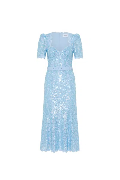 Rebecca Vallance Leyla Short Sleeve Midi Dress In Blue