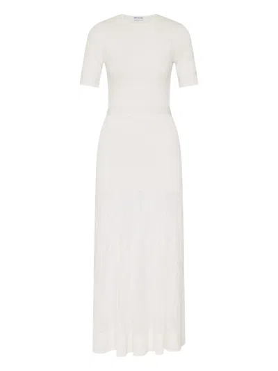 Rebecca Vallance Liana Midi Ribbed Dress In White