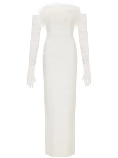 Rebecca Vallance Lilly Feather-trim Gown In White