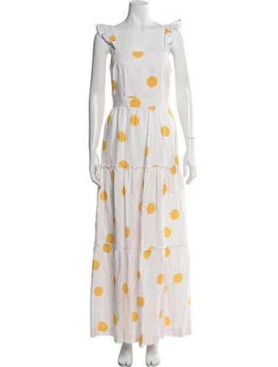 Pre-owned Rebecca Vallance Linen Long Dress In White