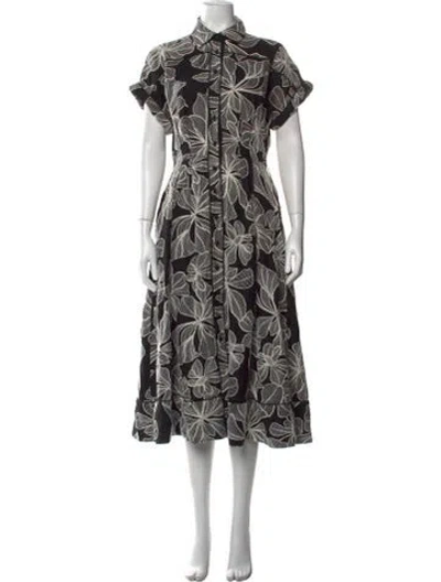 Pre-owned Rebecca Vallance Linen Midi Length Dress In Black