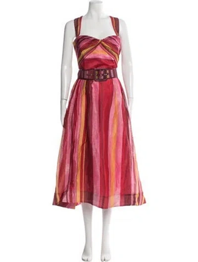 Pre-owned Rebecca Vallance Linen Midi Length Dress W/ Tags In Pink