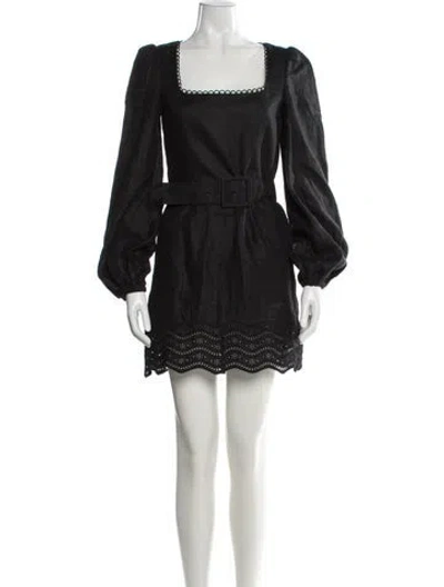 Pre-owned Rebecca Vallance Linen Mini Dress In Black
