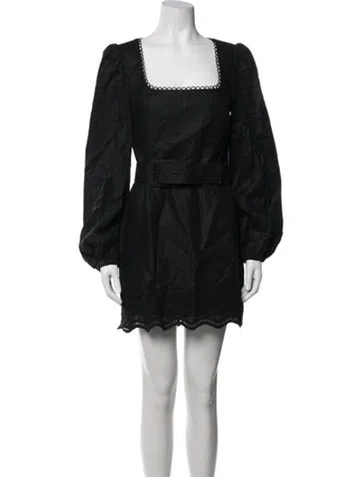 Pre-owned Rebecca Vallance Linen Mini Dress In Black