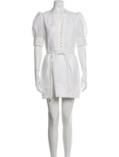 Pre-owned Rebecca Vallance Linen Mini Dress In Neutral