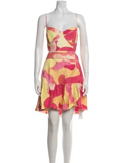 Pre-owned Rebecca Vallance Linen Mini Dress In Pink