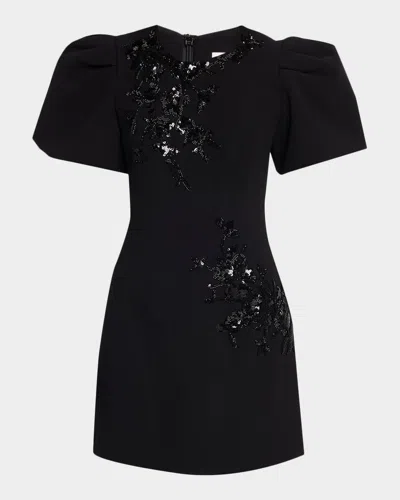 Rebecca Vallance Livia Sequin Puff-sleeve Mini Dress In Black