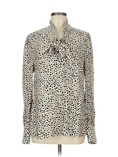 Pre-owned Rebecca Vallance Long Sleeve Blouse In White