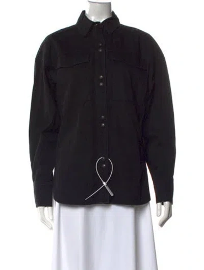 Pre-owned Rebecca Vallance Long Sleeve Button-up Top In Black