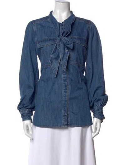 Pre-owned Rebecca Vallance Long Sleeve Top In Blue