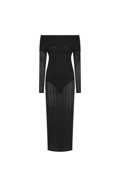 REBECCA VALLANCE LORELEI OFF THE SHOULDER MIDI DRESS