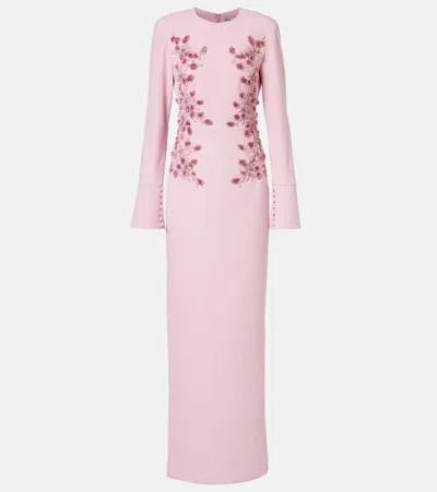 Rebecca Vallance Lulee Embellished Floral Gown In Pink