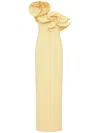 Rebecca Vallance Lulu One-shoulder Ruffle Column Gown In Yellow