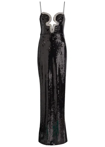 Rebecca Vallance Lyra Embellished Sequin Gown In Black