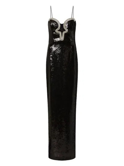 Rebecca Vallance Lyra Cutout Embellished Sequined Stretch-jersey Gown In Black