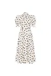 Rebecca Vallance Maisie Puffed-sleeve Belted Midi Dress In Neutral
