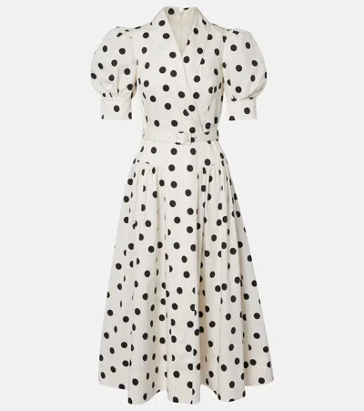 REBECCA VALLANCE MAISIE POLKA-DOT COTTON-BLEND MIDI DRESS