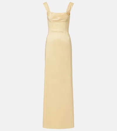 Rebecca Vallance Mandy Pleated Gown In Neutral