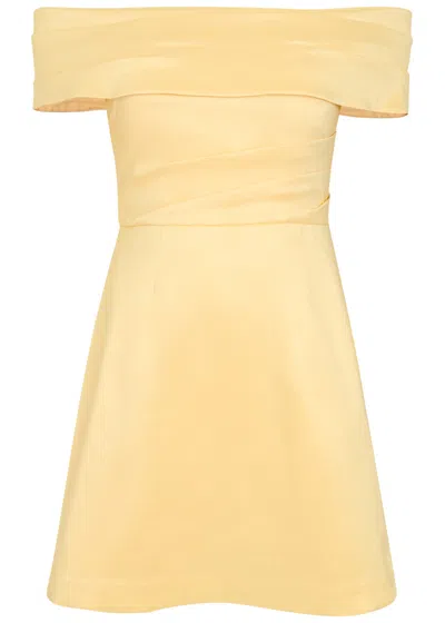 Rebecca Vallance Mandy Off-the-shoulder Pleated Mini Dress In Yellow