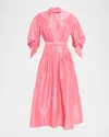 Rebecca Vallance Maple Pleated Taffeta Midi Shirtdress