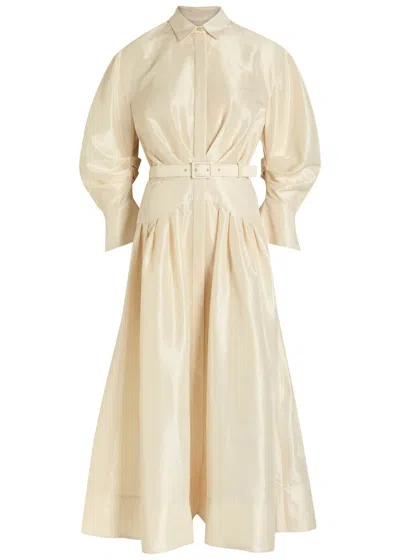 Rebecca Vallance Maple Taffeta Maxi Shirt Dress In Neutral