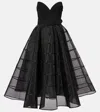 Rebecca Vallance Marcella Striped Tulle-trimmed Gown In Black