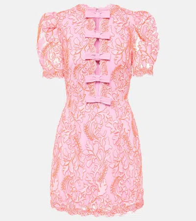 Rebecca Vallance Maribella Bow-detail Lace Minidress In Pink