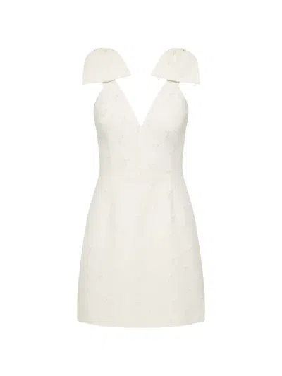 Rebecca Vallance Mariee Bow-detailed Embroidered Crepe Mini Dress In White